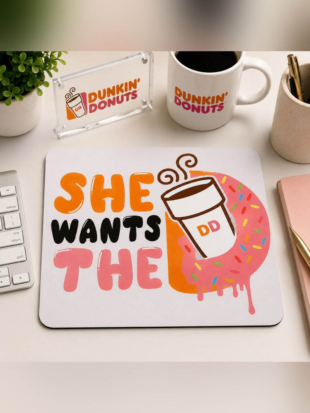 'She Wants The D' Graphic Mousepad - Pink & Orange